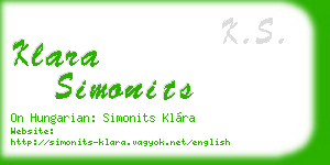 klara simonits business card